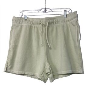 Abound Lime Green Drawstring Pocket Shorts Cotton Pull-On Size Large
